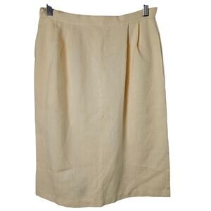 Vintage Russ 80s Pencil Skirt Womens Size Medium Yellow Midi Preppy Coquette Mod